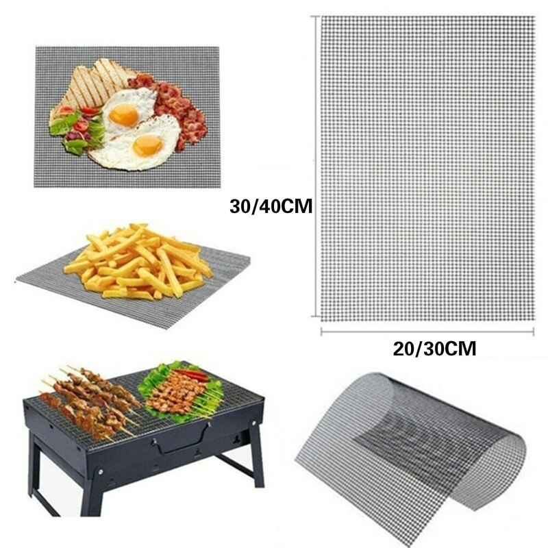 Heat-resistant Silicone Baking Pan Mat Hollow Grid Grilling Mat BBQ Mesh High Temperature Resistant Baking Sheet Barbecue Net
