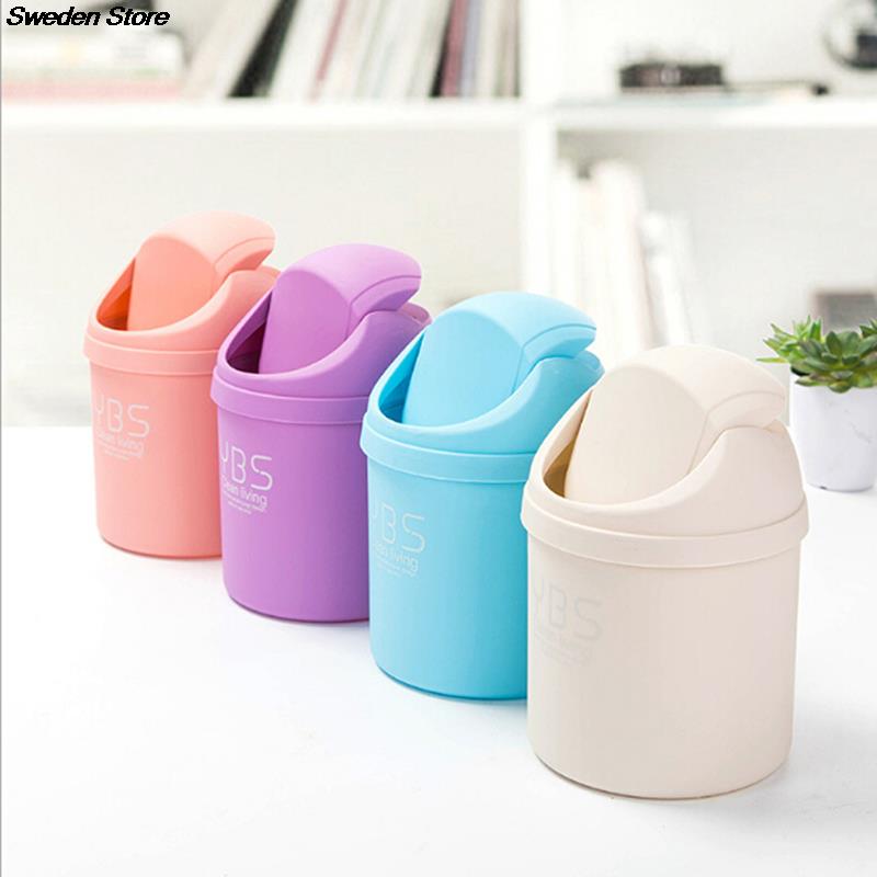 1PC Cute Mini Desktop Cleaning Barrel Small Desk Organizer Storage Dustbins Desktop Storage Box Waste Container