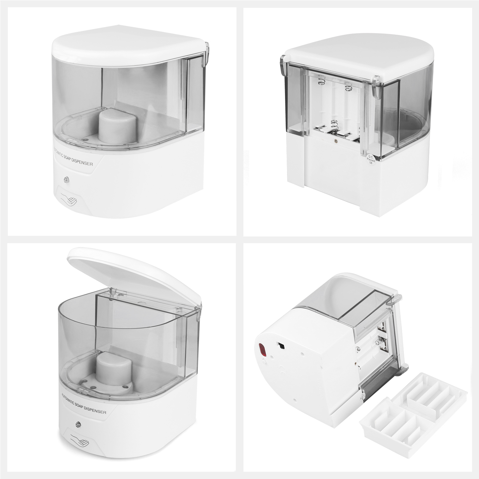 Dispensador de jabón líquido inteligente por inducción infrarroja blanco de 600 ml, Sensor sin contacto, dispensador automático de jabón para Cocina