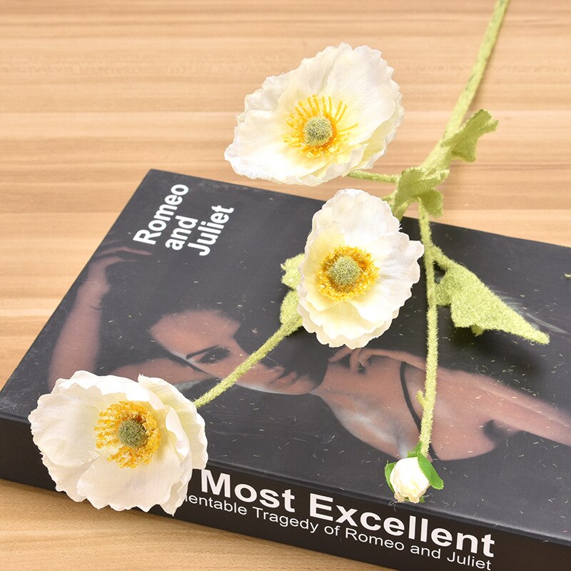 60cm Spring Poppy Artificial Flowers DIY Wedding Christmas Party Home Decoration Silk Flower Wall Materials: 01