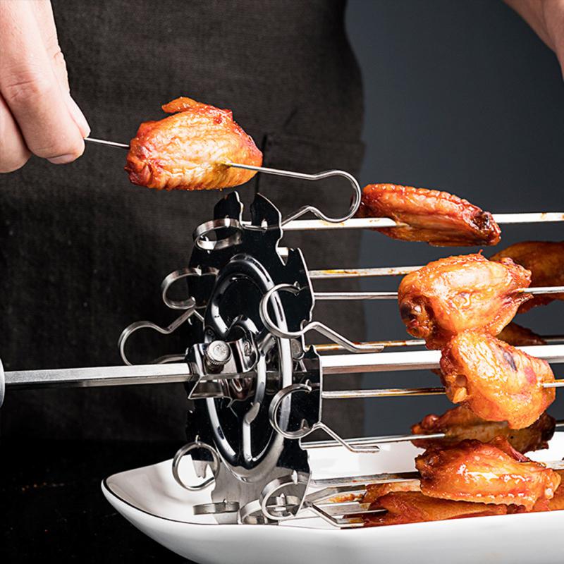 Set BBQ Grill Cage, Steel Metal Rotisserie Skewers Needle Cage Oven Kebab Maker Grill Oven For BBQ Tools Kitchen Accessories