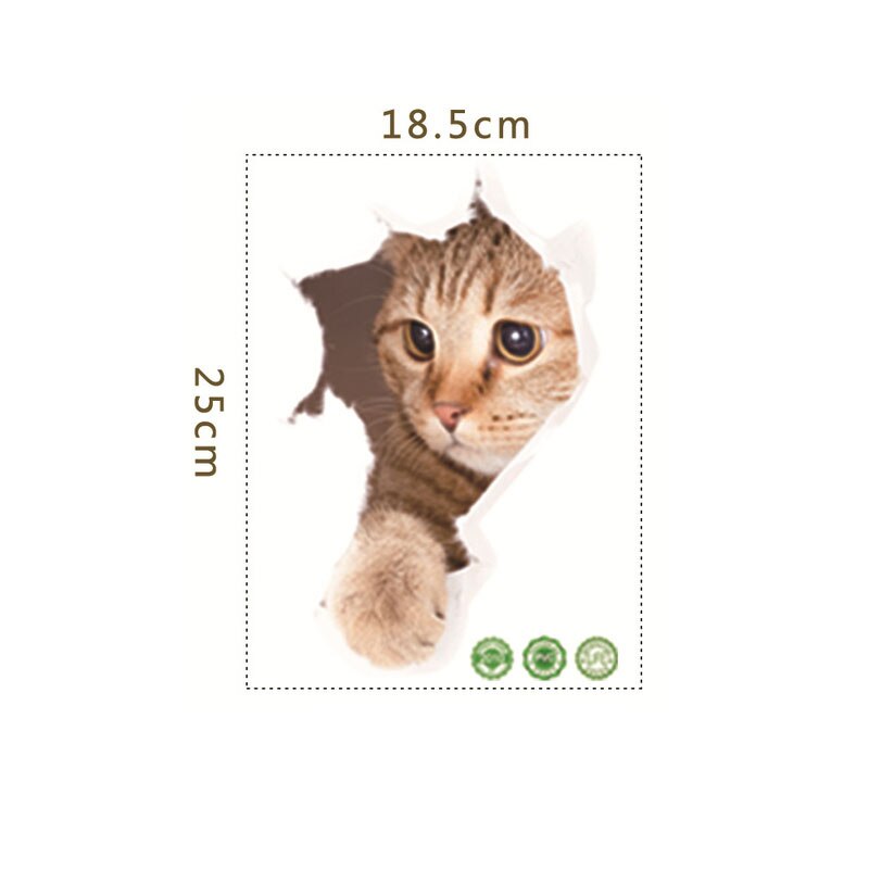 3D koci wzór naklejki naklejki ścienne z kotem naklejka na toaletę wodoodporna dekoracja do domu szklane okno Wall Art 25*18.5cm: 4