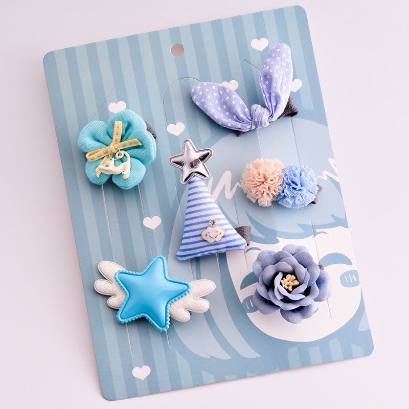 Barrettes pour cheveux de princesse, 5 pièces/6 pièces: 6pcs light blue