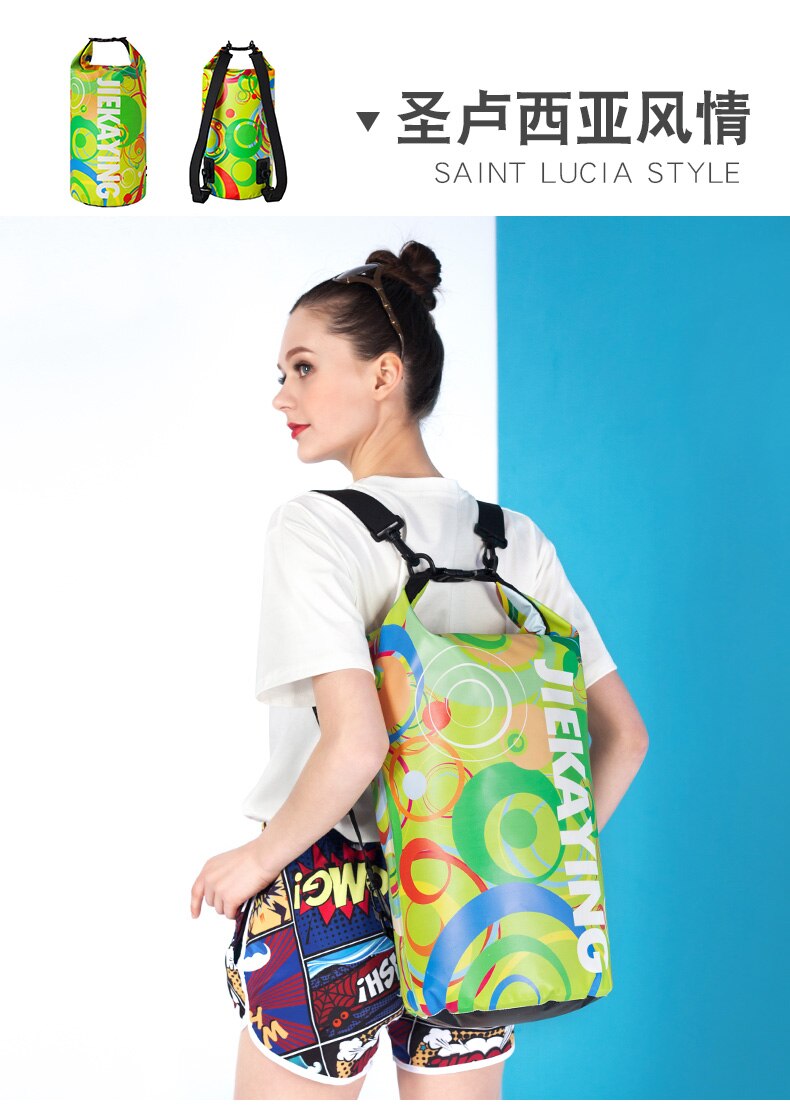 Swimming Bag 15L Waterproof Beach Diving Drifting Snorkel Storage Outdoor Shoulder Fitness Backpack Swimming Equipment: Light Grey