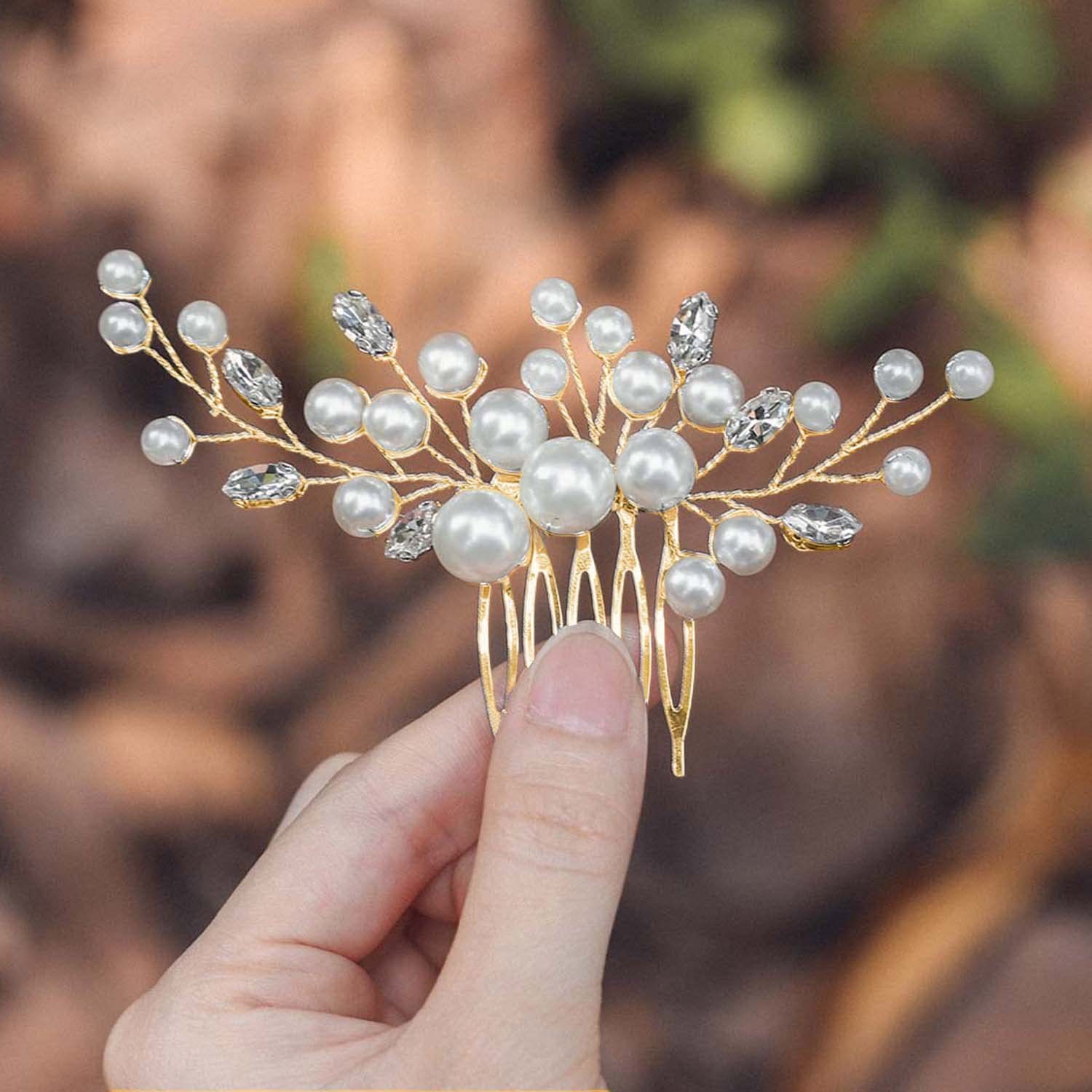 Peineta de aleación de perlas para boda, joyería para niñas, horquilla hecha a mano, Tiaras nupciales, accesorio para el cabello de boda, de joyería