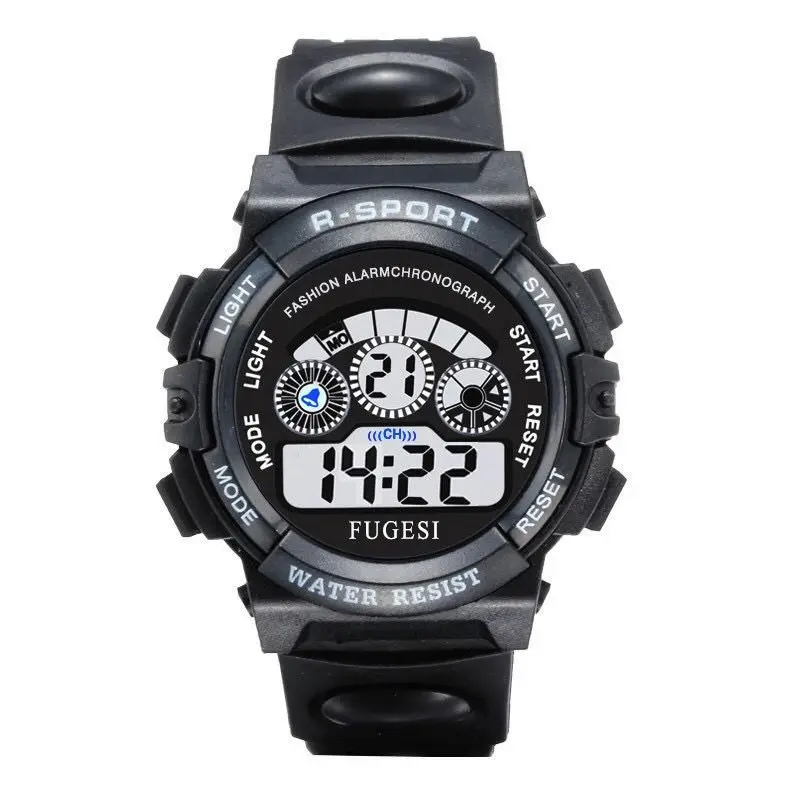 Relojes luminosos para niños LED colorido Flash Digital alarma impermeable para niños niñas fecha semana reloj de para niños: Dark Brown