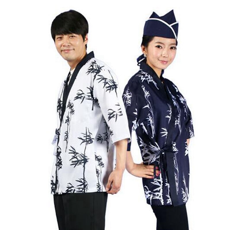 1 stücke Männer Frauen Koch Uniform Koch Jacken Tragen Sushi Anzüge Restaurant unisex Arbeits Kimono Langarm Kellner Bluse DAJ9291