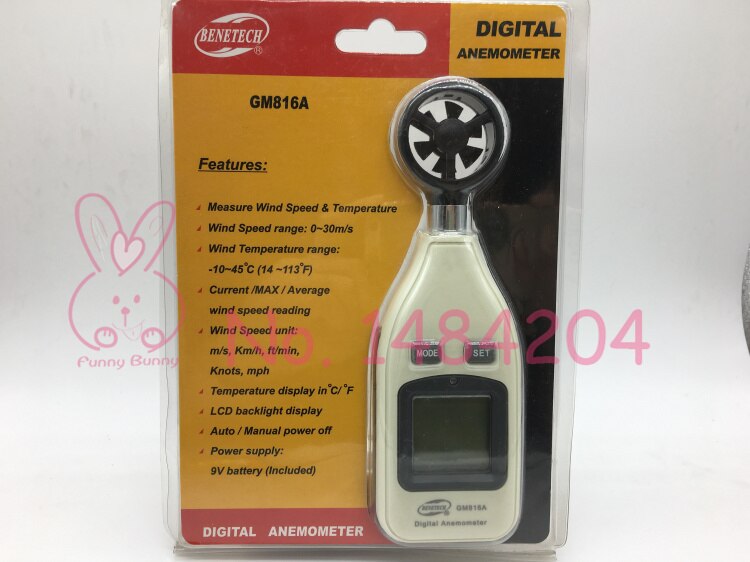 Handheld Vane Anemometer GM816A Air Velocity Air Temperature Wind Speed Meter Mini Air Flow Meter