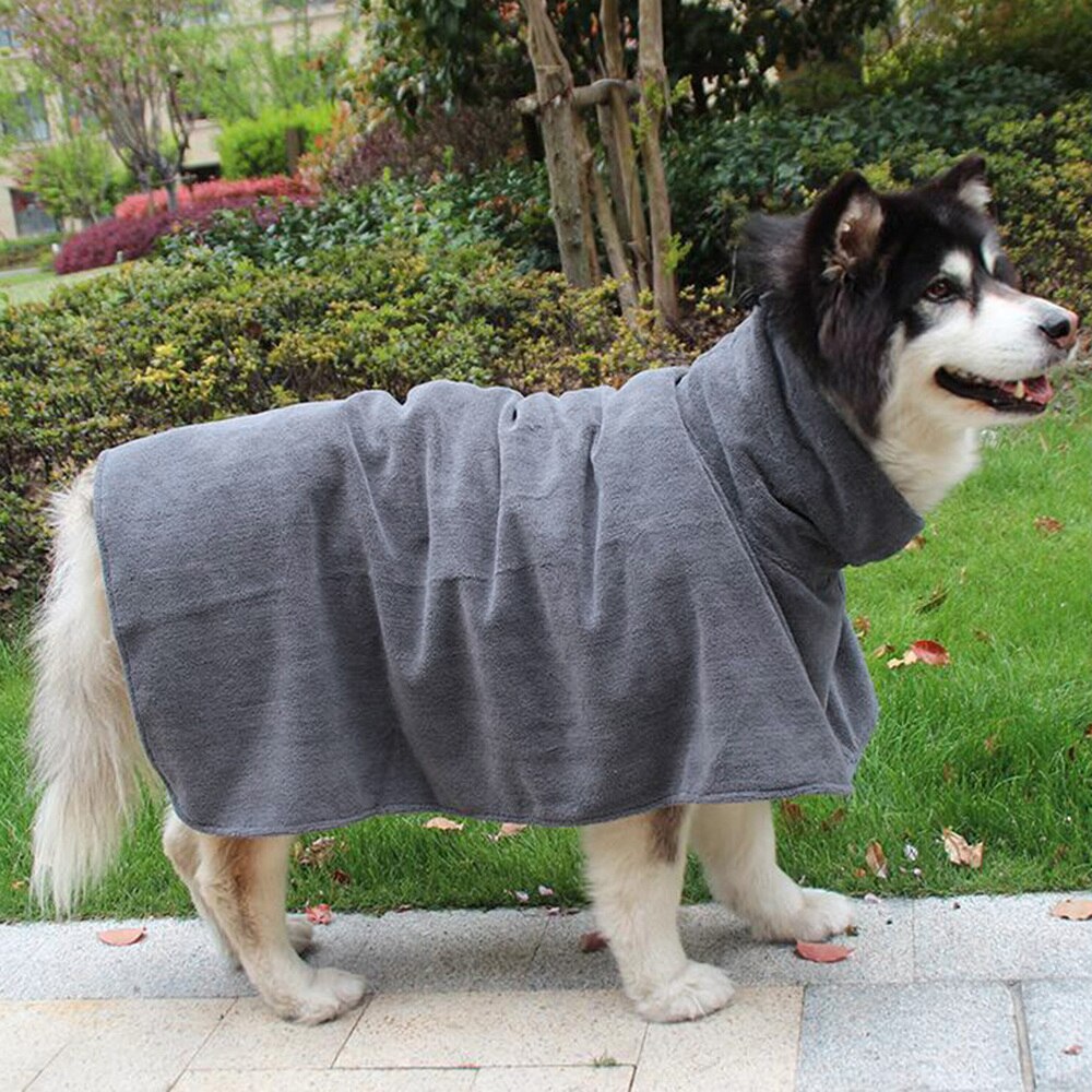 Sneldrogende Hond Badjas Huisdier Badhanddoek Super Absorberende Wasbaar Drogen Handdoek Voor Honden Pet (Maat S, grijs)