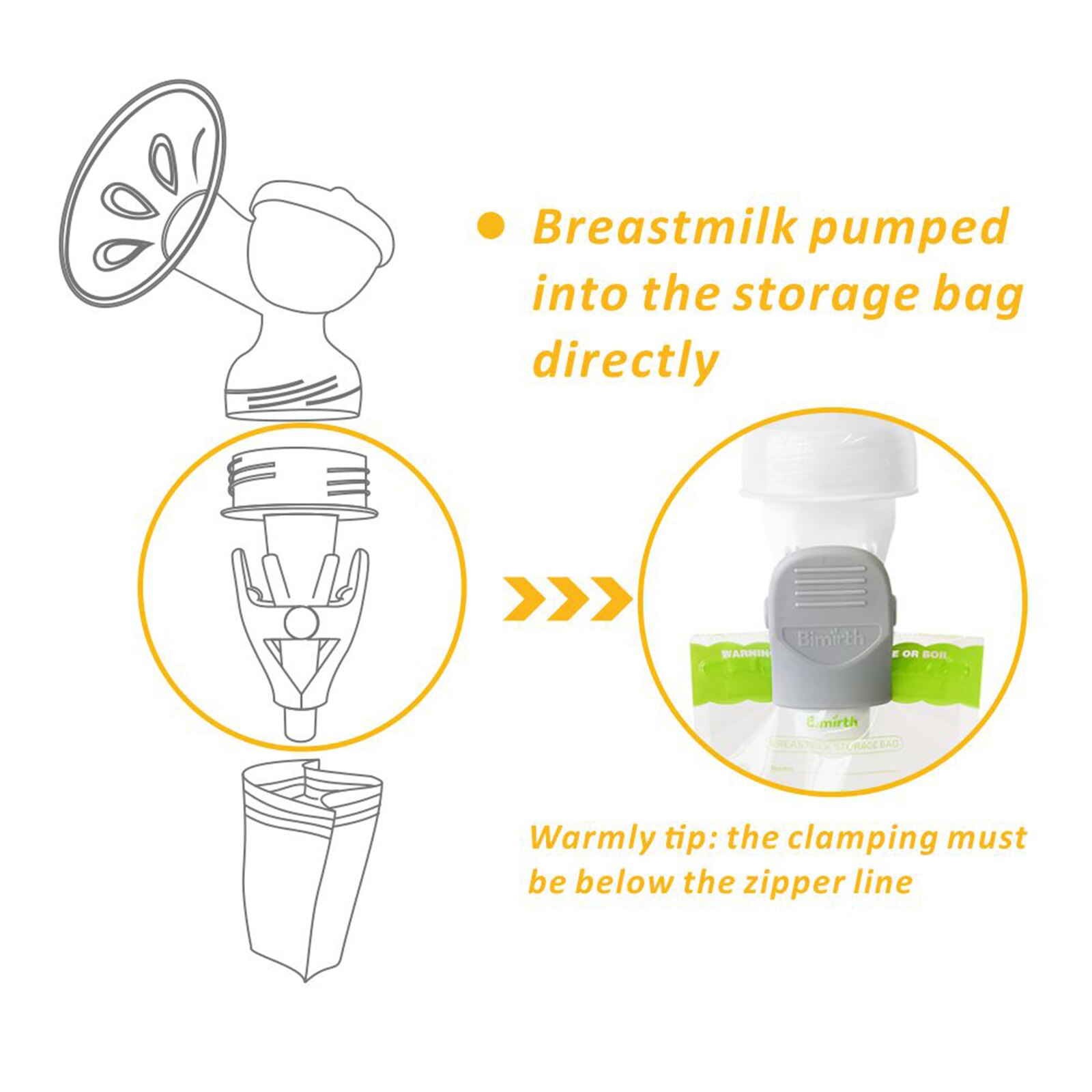 Saco de armazenamento de leite materno clipe de conversão 2 pces confortável 11*11*6cm adaptadores de saco de armazenamento de leite materno de conversão segura