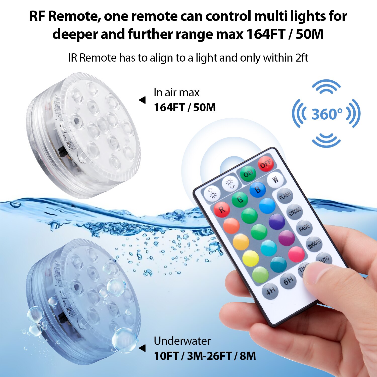 Magnetic Suction Cups 13 LED RGB Submersible Light Remote Underwater Lamp Outdoor Night Light Swimming Pool Vase Garden Party