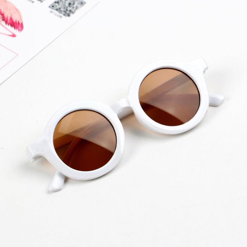 Gafas de sol con forma redonda para niños y niñas, anteojos de sol infantiles bonitos con de dibujos animados, gafas de sol redondas de estilo urbano, gafas de bebé: Blanco