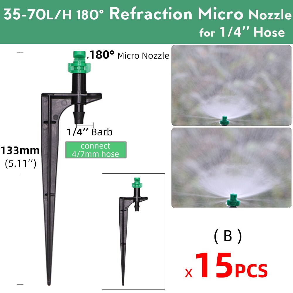15Stck 90/180/360 ° Gärten Einstellbar Tropf Bewässerung Sprinkler Beschlagen Düsen auf 13CM Einatz Tropf Einsetzen Boden Spritzgerät: Bx15Stck