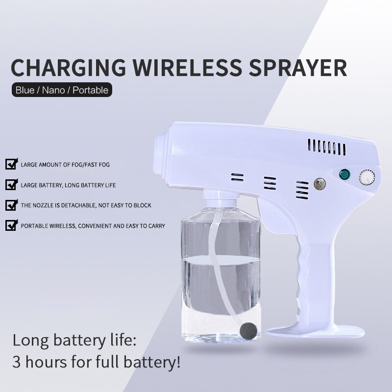 Pulvérisateur de désinfection à vapeur à lumière bleue, brumisateur, avec batterie, pistolet à vapeur