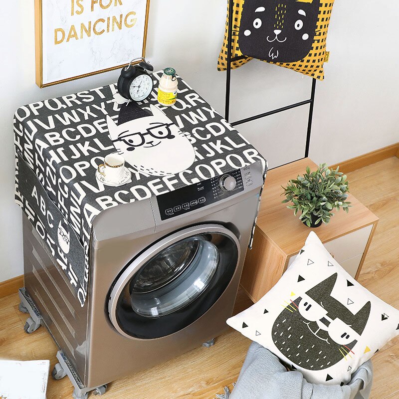 Koelkast Stofkap Met Opbergzakken Wasmachine Koelkast Dik Katoen Linnen Top Cover Bjstore