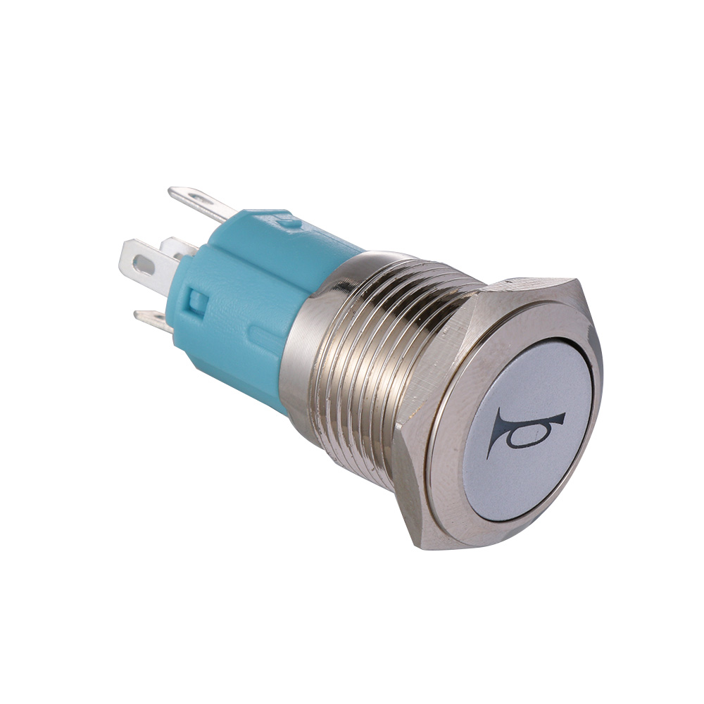 16Mm 5/8 "12V Led Power Light Momentary Push Horn Button Metal Switch Drukknop Auto Klink Speaker bel Hoorn