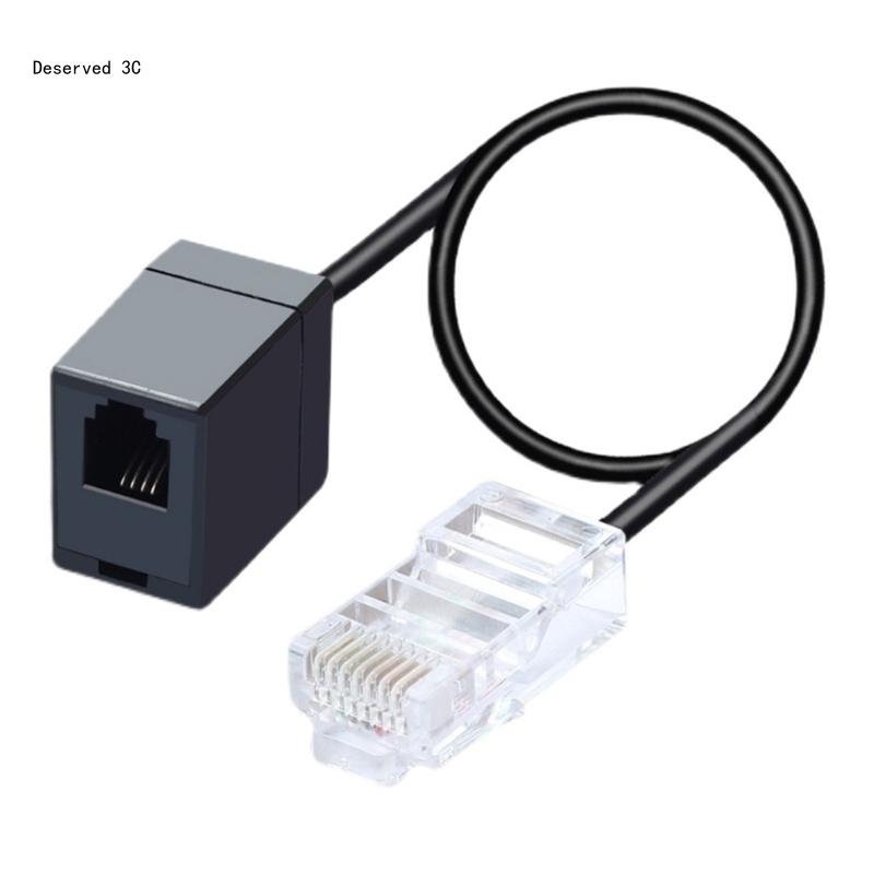 Solid RJ45 Ethernet to RJ11 Landlines Converter Adapter Cable Office Accessory