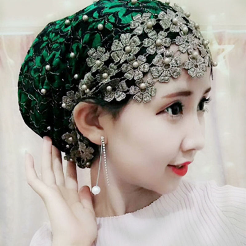 Modelele de explozie turban pălărie eșarfă hijab musulman care acoperă capul șapcă baotou: Verde
