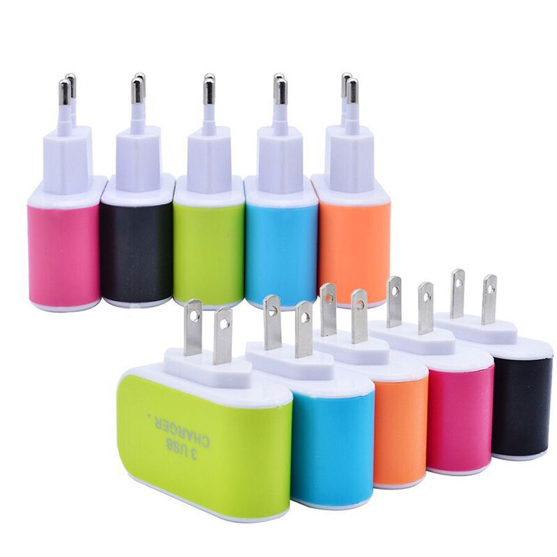 Mini Multi Port Usb Charger 3 Poorten Adapter Travel Wall Ac Voeding Voor Samsung Iphone Mobiele Telefoons Pp Vlam