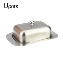 Upors smörlåda med lätthållbart lock matbehållare i rostfritt stål smörfat tårta dessert bröd serveringsbricka buffé