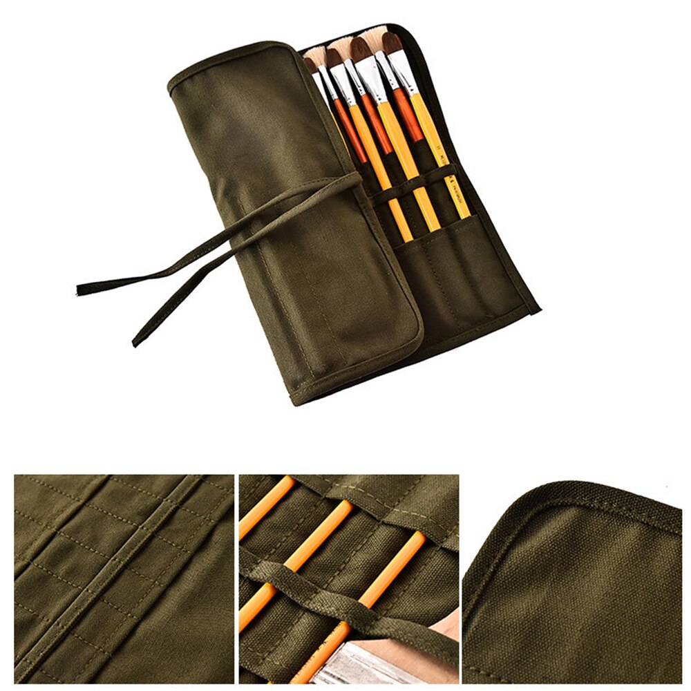 20 Slots Pencil Case Roll Pencilcase School for Girl Boy Pen Bag Canvas Penal Crayon Pouch Stationery Kit Cartridge Pencilfolder