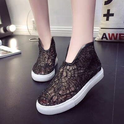 Women Gladiator Sandals Breathable Mesh Flat Sandals For Women Summer Silvery/Black Lace Beach Sandal Ladies Shoes: Black / 37