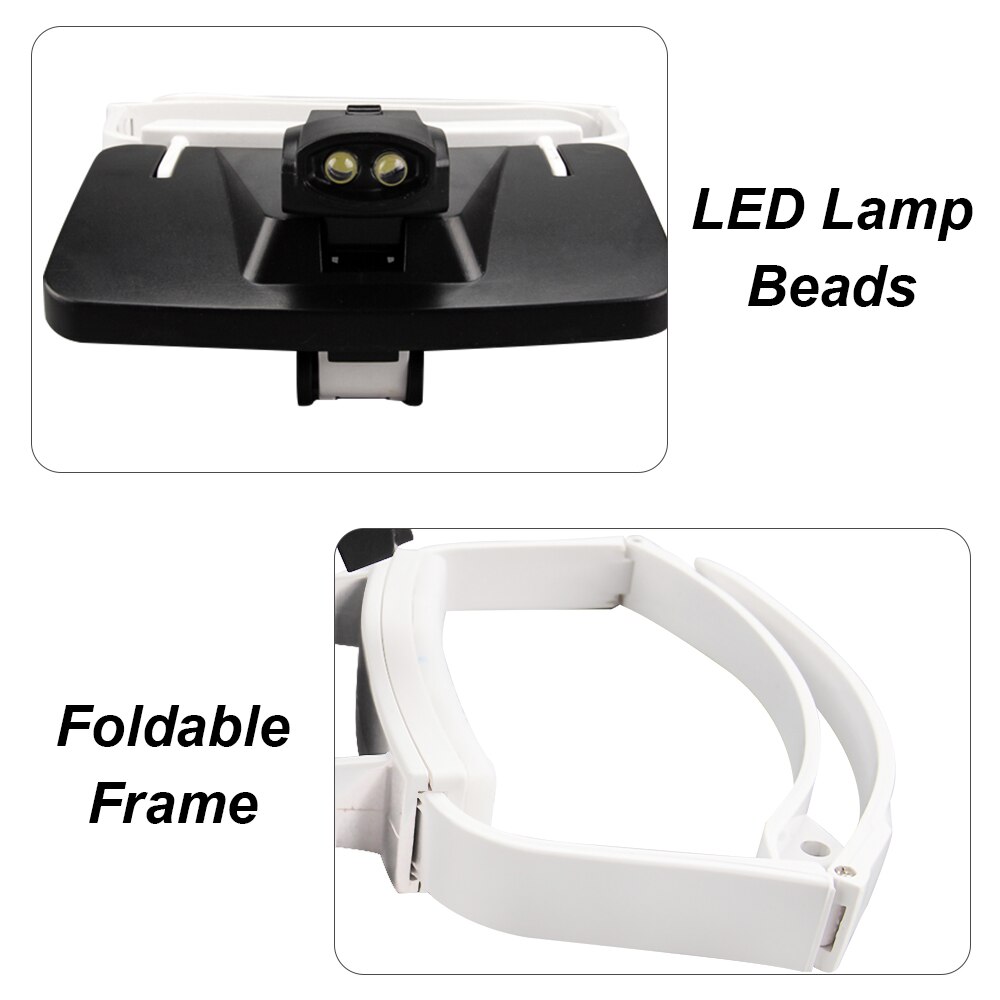 5 Lens Adjustable Loupe Magnifying Glasses With LED Light Lamp Head Magnifier For Eyelash Extension Magnifier Beauty Makeup Tool