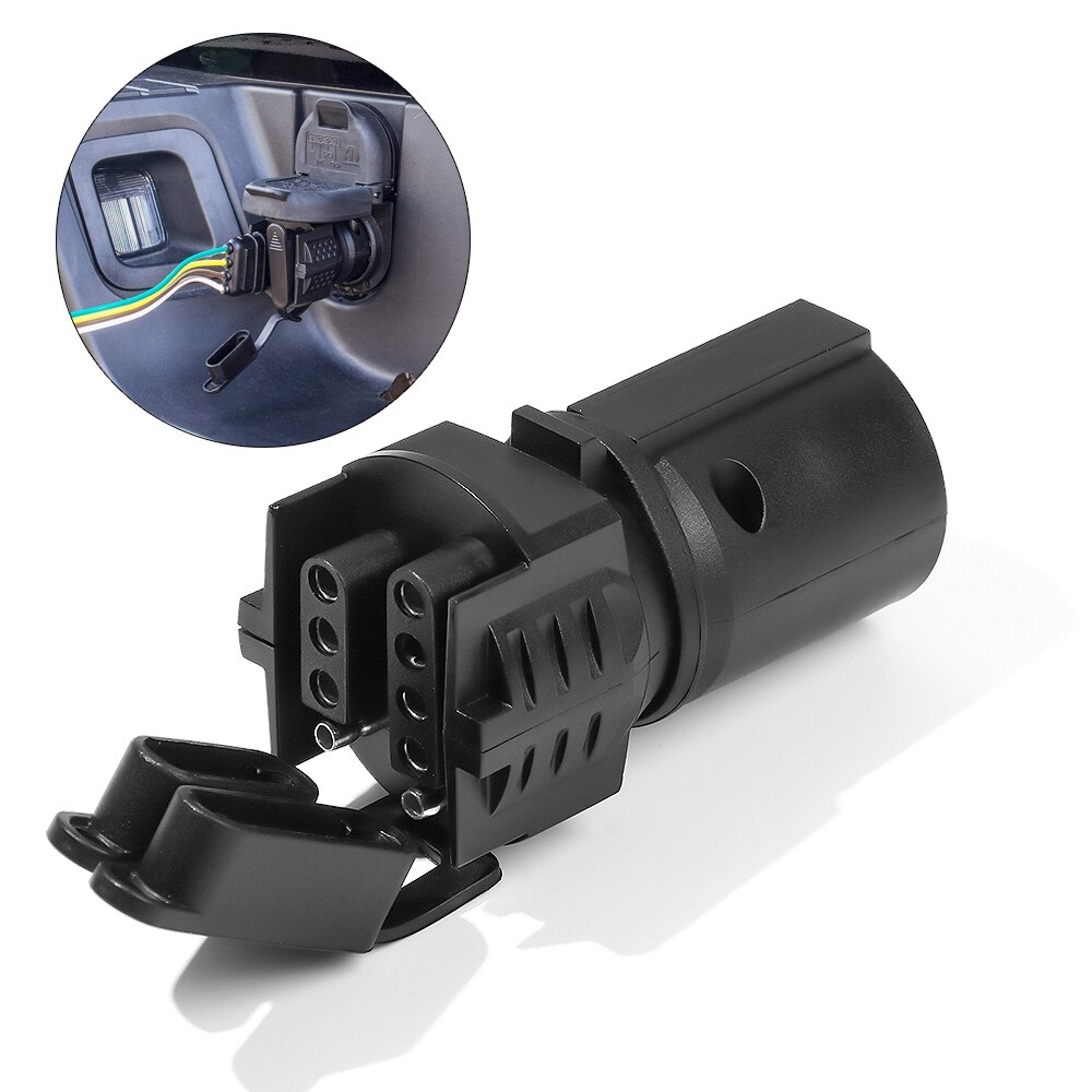 Trailer Plug Adapter 7 Pin Flat Blade to 4 and 5 Round Trailer Connector 7 Way to 4 Way 5 Way 2in1 Flat Blade Plug