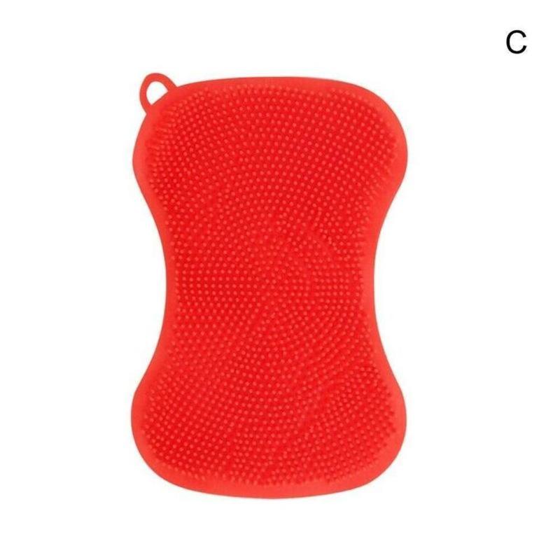 Cepillo de silicona para lavar platos, herramienta de limpieza de cocina, sartén, esponja, estropajo: C
