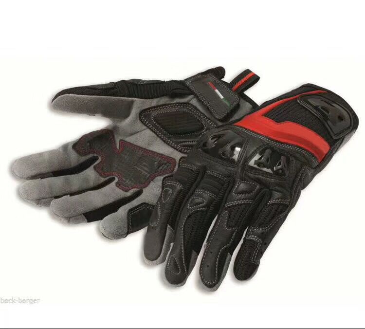Zwart Rood Zomer C2 Motorcycle Racing Handschoenen Voor Ducati Motocross Dirt Bike Handschoenen Lederen Motor Bescherming Handschoen