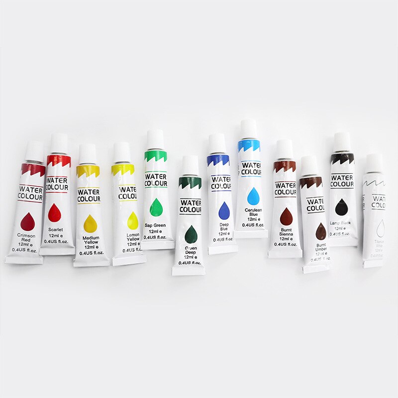 12ml Aluminum Tube Set Acrylic 12 Color Watercolor Gouache Oil Painting Graffiti DIY Art Paint