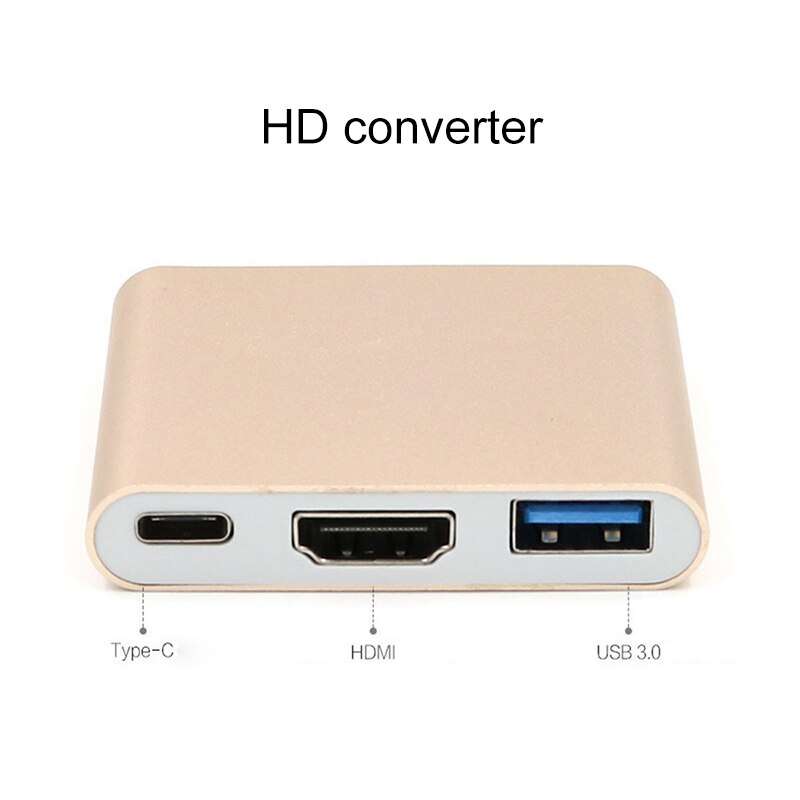 Adaptateur convertisseur USB 3.1 type-c vers HDMI/USB 3.0/USB-C en aluminium Compatible pour adaptateur Macbook NC99