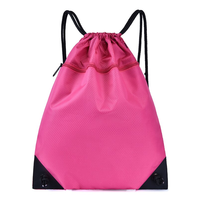 Trekkoord Rijden Rugzak Gym Kleding Schoenen Tas Waterdicht Grote Capaciteit Eco Vriendelijke Opvouwbare String Vrouwen Boodschappentas: Pink-S