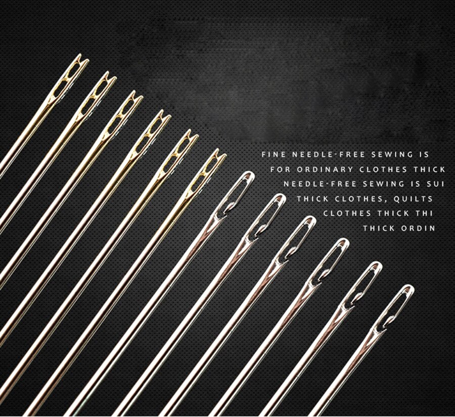 12pcs/lot Self Threading Needles Easy To Use Hand Tool Art Craft For Old Man Repair Stitch DIY Sewing Needle Blind Assorted Doub