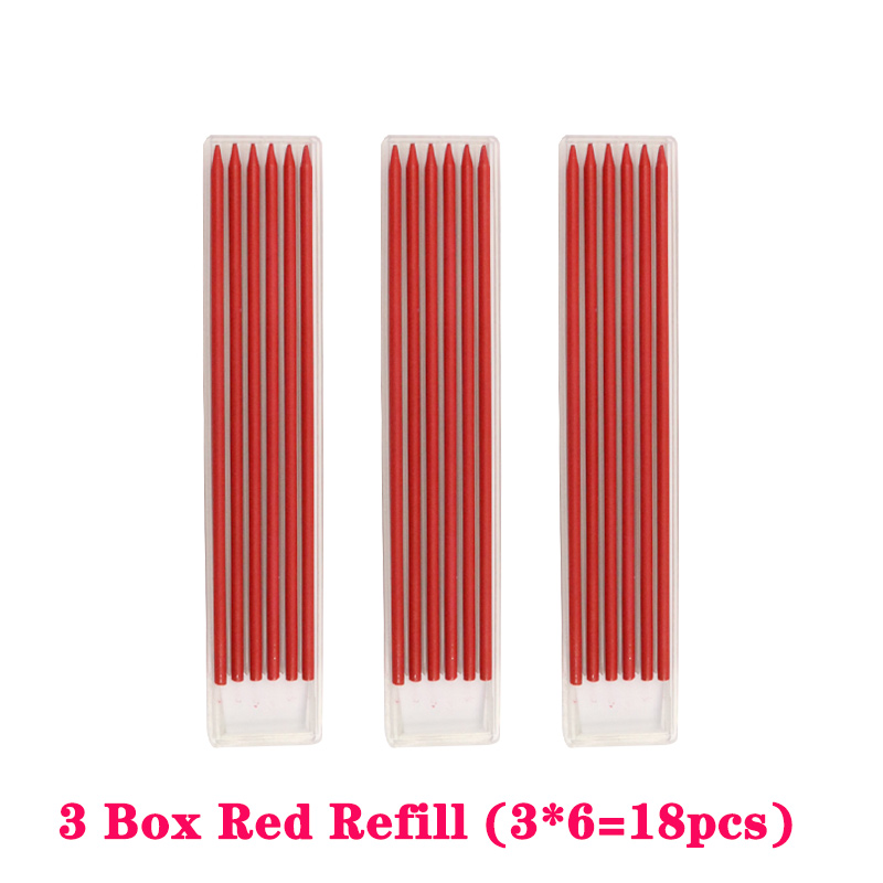 Lápiz de carpintero sólido para carpintería, mecánico, 3 colores, recarga de marcado de construcción, sacapuntas incorporado de plomo: Negro