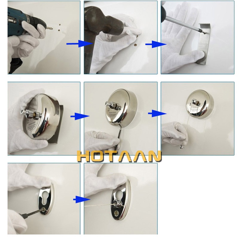 HOTAAN Useful 2.8M Silver Retractable Stainless Steel Wall Mounted Non Slip Laundry Dryer Clothes Line Hanger Racks