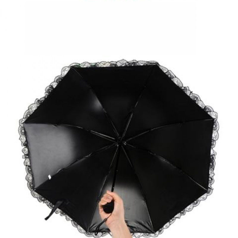 Ombrello parasole stampato in pizzo a farfalla per pioggia e suola, ombrellone parasole triplo piega resistente al vento