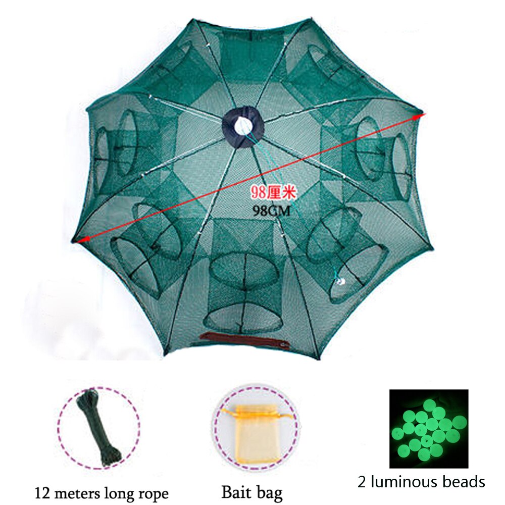 Filet de pêche automatique 4-20 trous Cage à homard en Nylon pliable piège à crabe filet de coulée renforcé filet de pêche pliant: B- 16 Holes