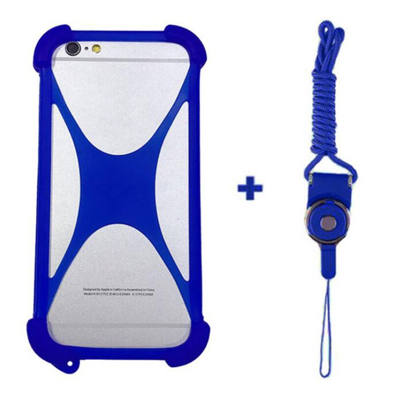 Pour Crosscall Core-X3 coque arrière Action-X3 souple en Silicone élastique pour coque de Trekker-M1 Crosscall avec sangle de cou: Bleu