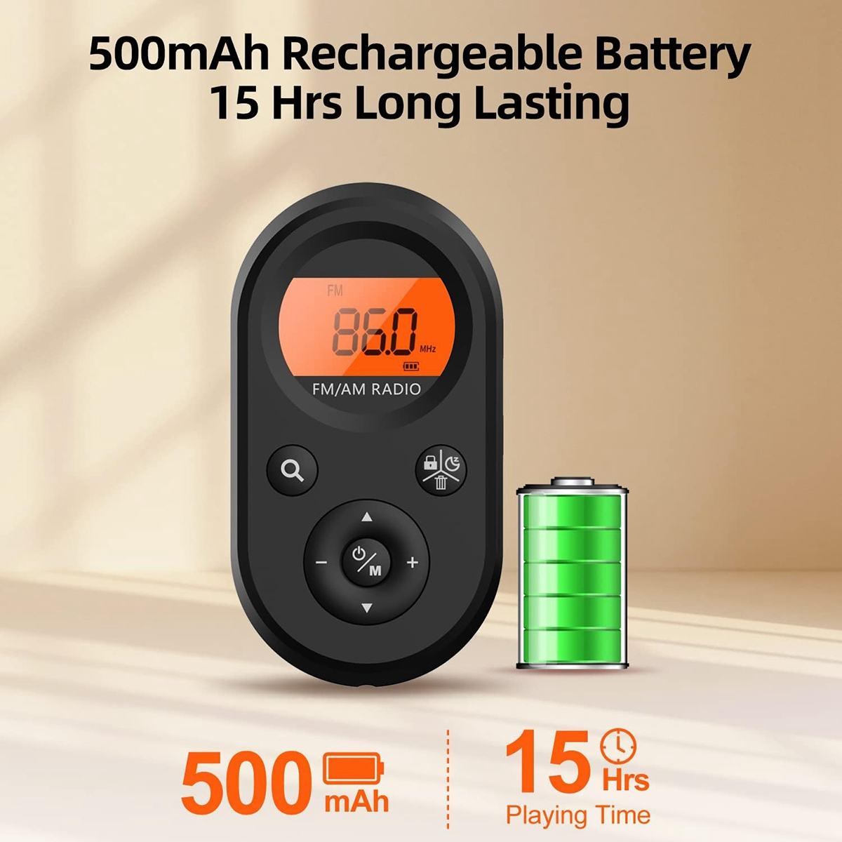 Personal Pocket Radio AM/FM Rechargeable Walkman Radio with Long Battery Life, Stereo Headphones, Sleep Timer