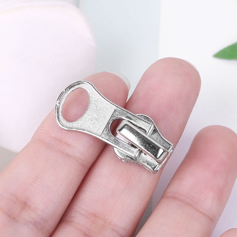 10Pcs/Set 10Pcs/Set 11mm Universal Metal Glitter Steel Color DIY Fix Zipper Puller Repair Kit Replacement Slider Sewing Tailor