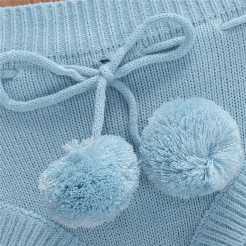 Short en tricot pour bébé, de 0 à 18M, avec bretelles de dessin, de couleur unie, élastique avec boules, bas de fermeture à boutons, pour garçons et filles