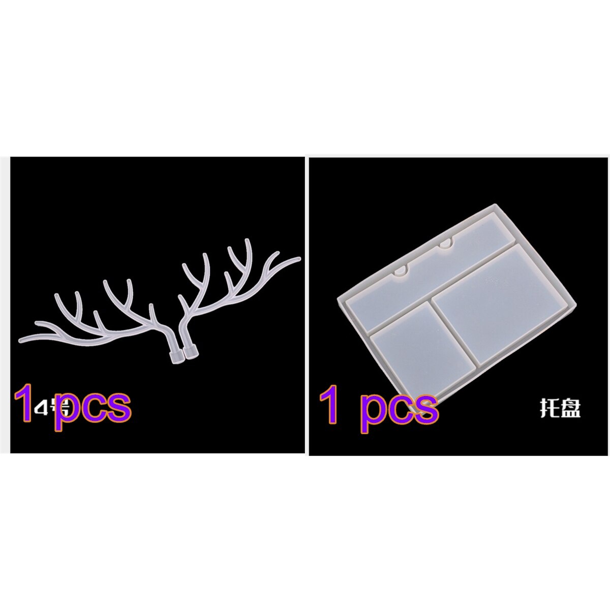 Resin Silicone Mold Jewelry Display Set DIY Resin Crystal Epoxy Antler Tree Branch Show Table Storage Jewelry Tray Mould Tools: set 4