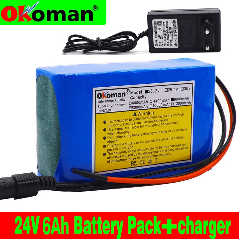 6s2p 24V 6Ah 18650 Batterij Lithium Batterij 25.2 V 6000 Mah Elektrische Fiets Bromfiets/Elektrische/Li Ion batterij Pack Met + Lader