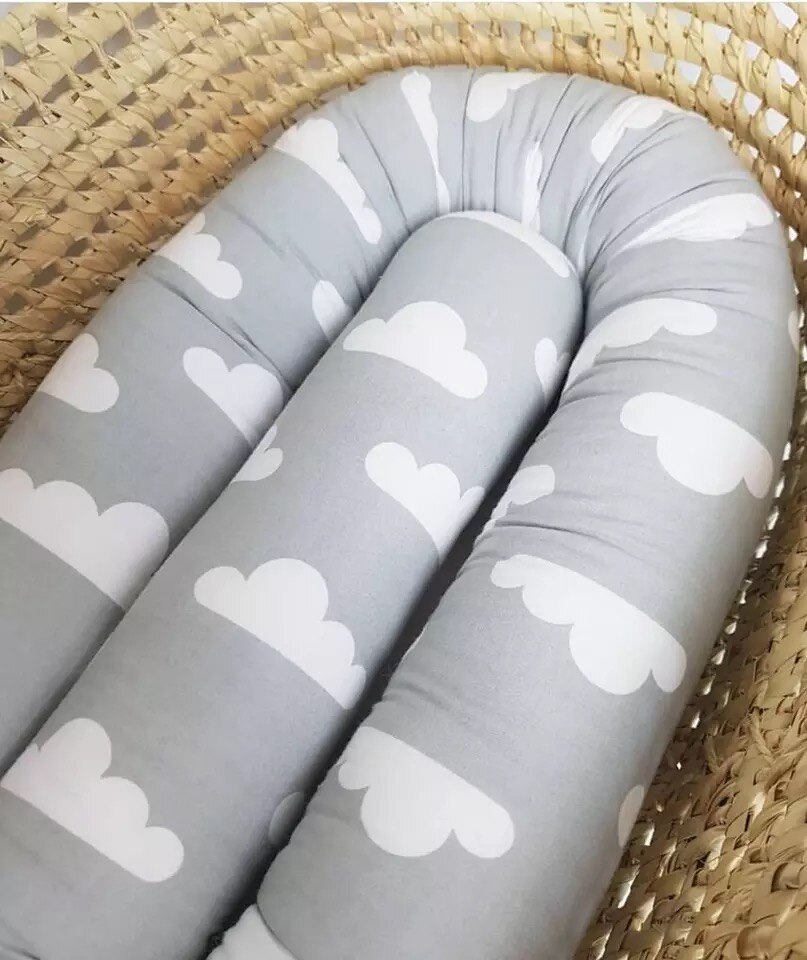 200Cm * 12Cm Baby Bed Bumper Gedrukt Bumper Pads Baby Crib Liner Kussen Kind Room Decor Foto Props: gray  Clouds