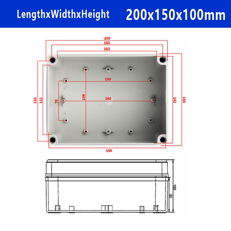 IP67 Waterproof Plastic Enclosure Box Electronic ABS Material Outdoor Junction Box Electrical Project Instrument Case DIY: 200x150x100mm