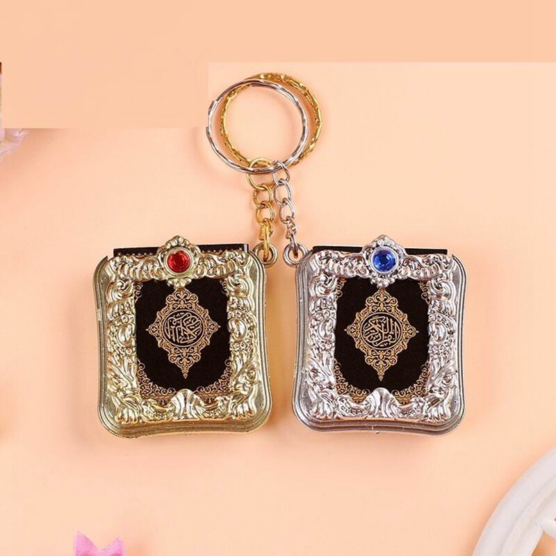 Porte-clés en or et argent véritable coran arabe, 20 pièces/lot, commémoratif pour invités, célébration de la mascotte musulmane Eid Mubarak