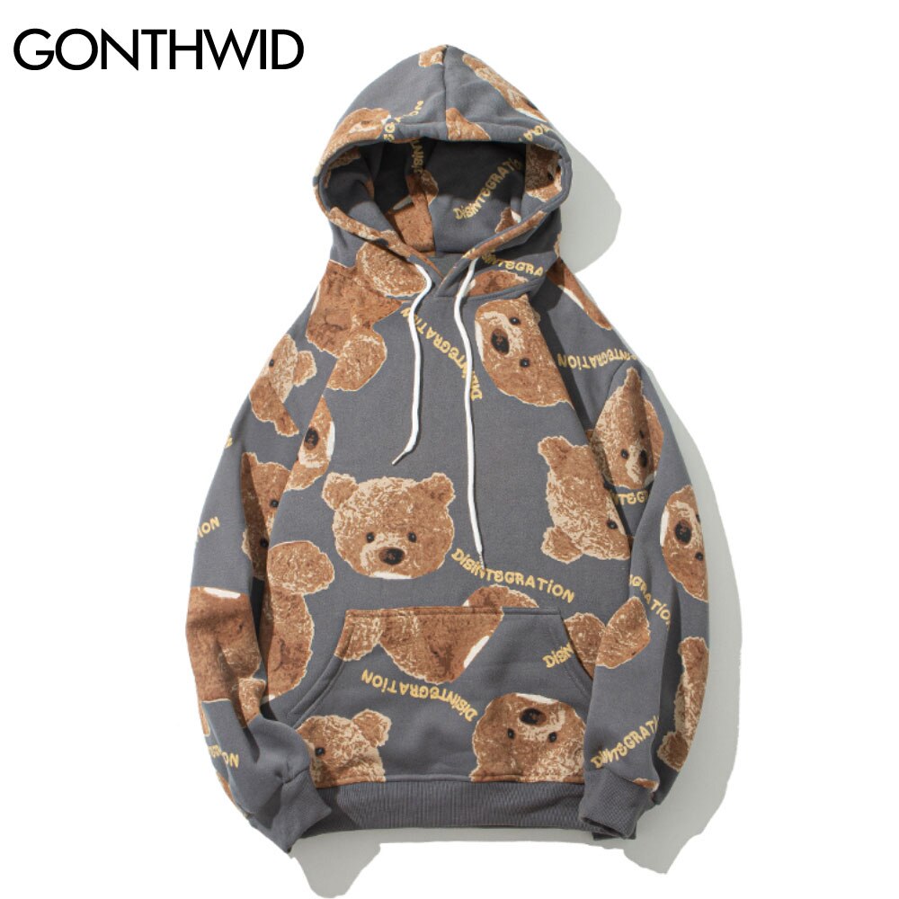 Gonthwid Hooded Sweatshirts Hip Hop Beer Print Fleece Hoodies Streetwear Heren Harajuku Casual Punk Rock Gothic Tops Uitloper Jas