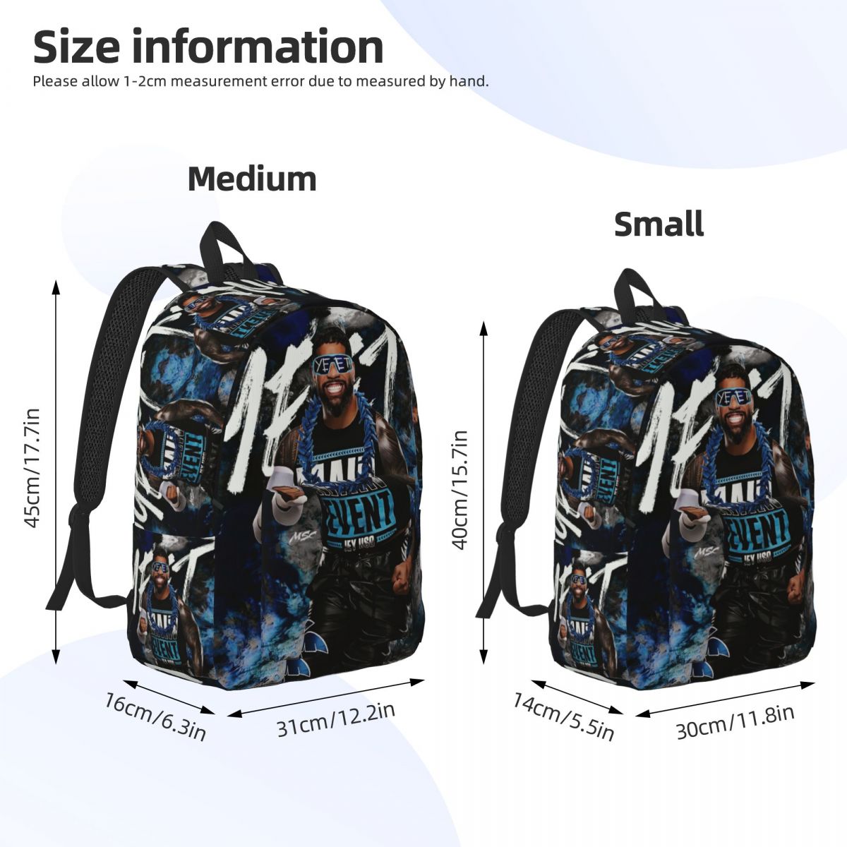 Custom Jey Uso Yeet Classics Canvas Backpack for Men Women School College Students Bookbag Fits 15 Inch Laptop Bags