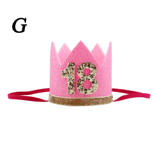 Barn år 1st födelsedag mössa bebis fest keps flicka pojkar rosa blå blommor prinsessa krona pannband hårkläder dekor tillbehör: 7